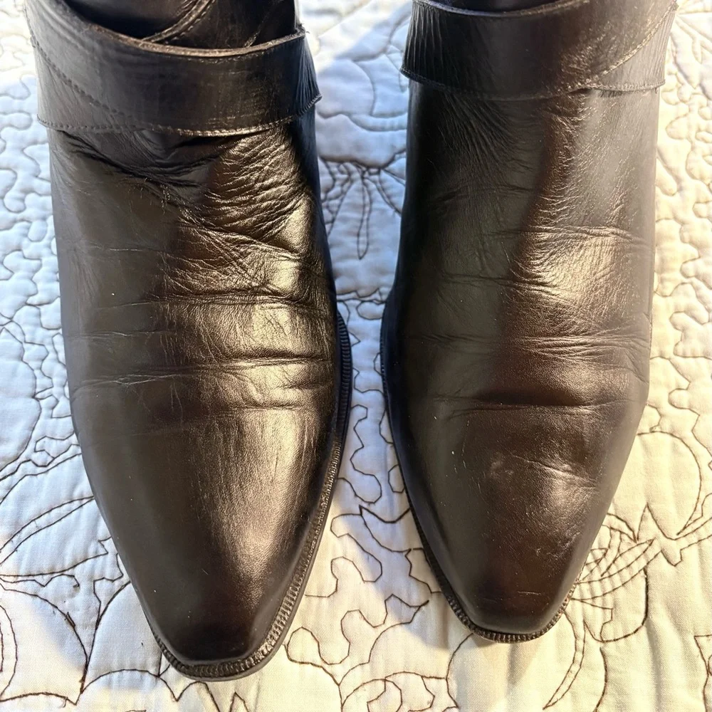 Yves Saint Laurent YSL Paris Tom Ford Era Leather Strap Ankle Boots Sz 9 🧡